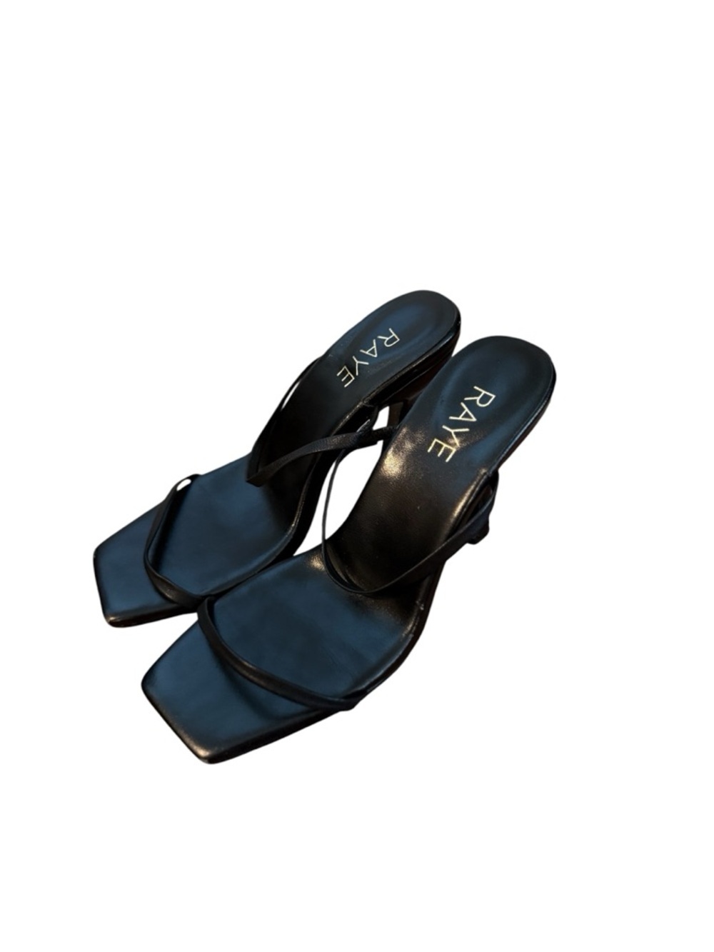 RAYE Rouge Leather Black Slip On Heeled Sandals - Picture 8 of 13
